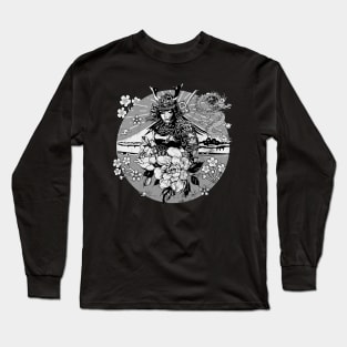 Retro Japanese Girl Samurai Dragon Kanji Symbol Character 632 Long Sleeve T-Shirt